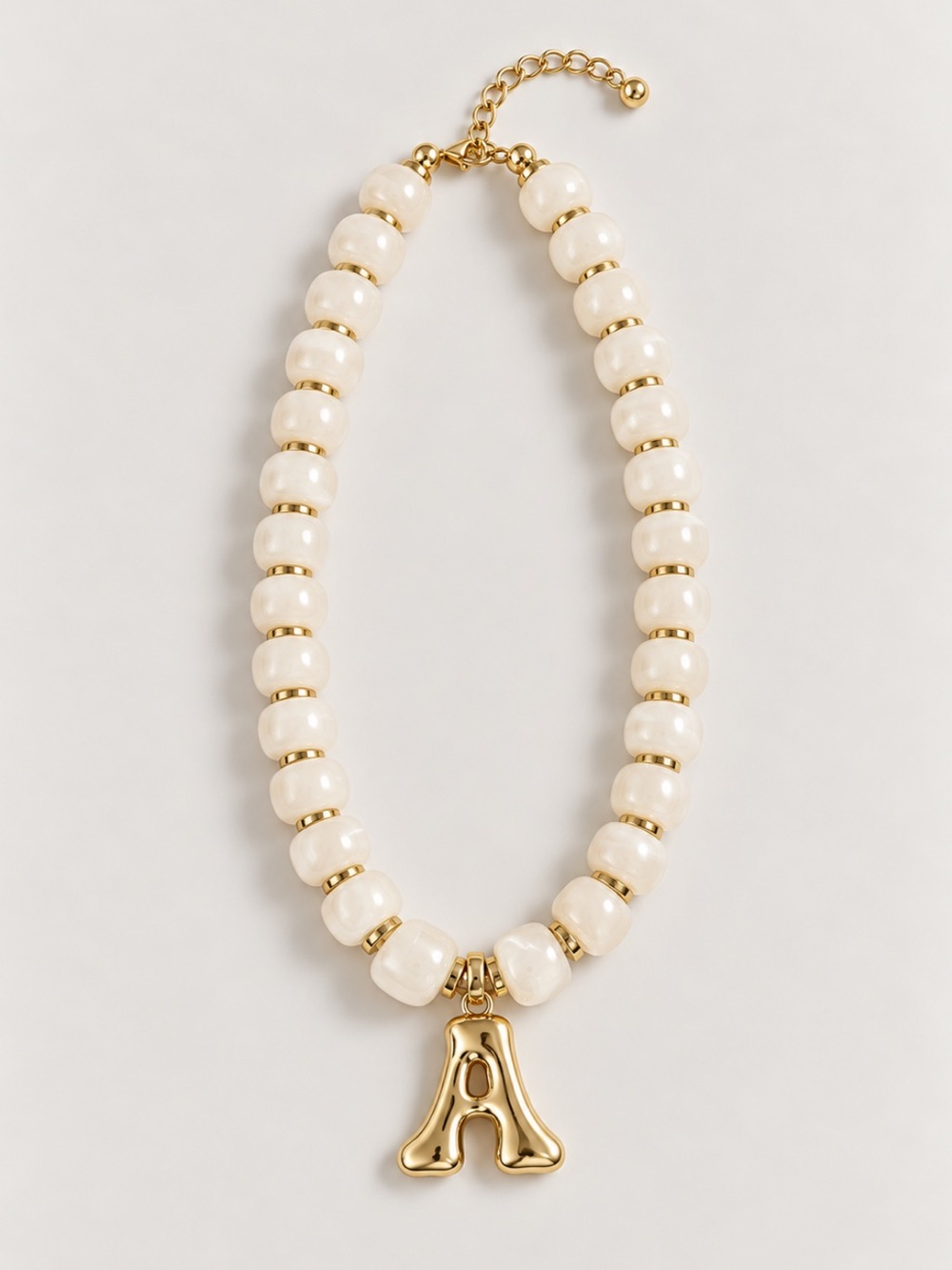 New! Ivory Beaded Monogram Initial Letter A Necklace NWOT